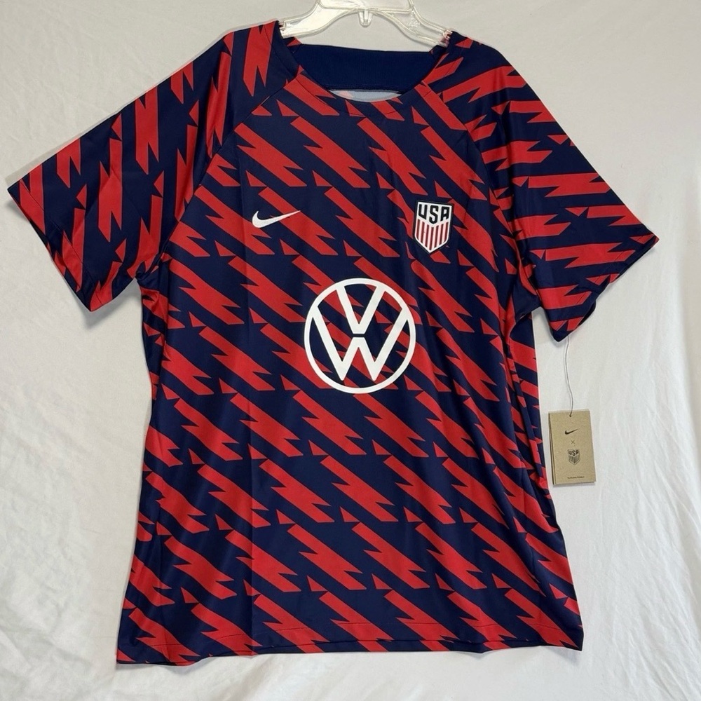 2023-24 USMNT Nike Pre Match Soccer Jersey Men’s XXL USA Red Blue NWT